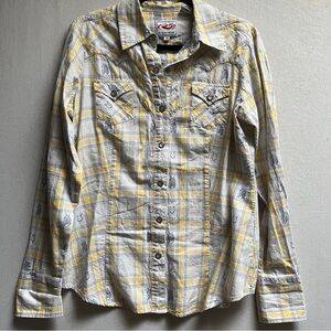 Roper Western Plaid Snap-Front Button Horse pattern Shirt Sz M